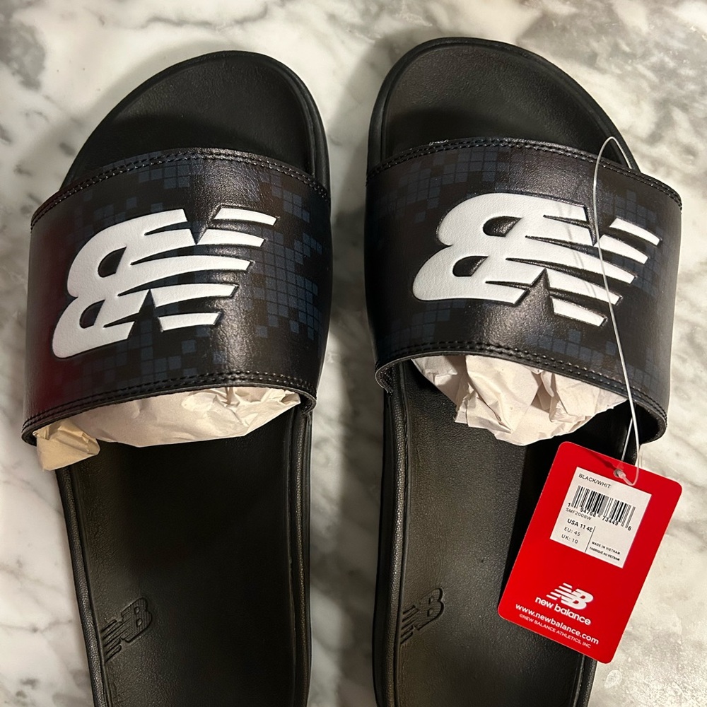 New Balance Black and White Sandals
